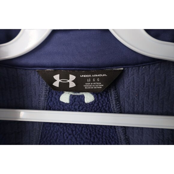 Under Armour Womens Large ColdGear Thermal Fleece Lined Half Zip Sweater Blue - Picture 9 of 14